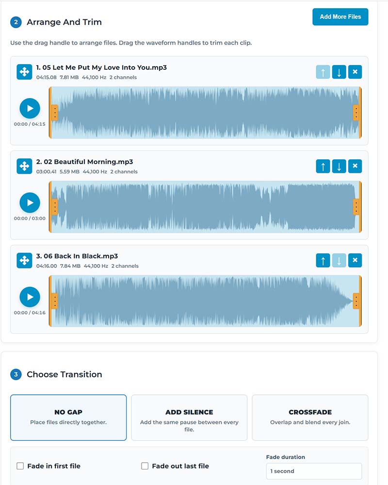 audio merger joiner free online tool