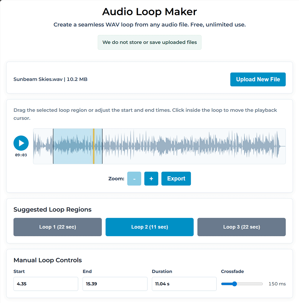 free loop maker tool screenshot