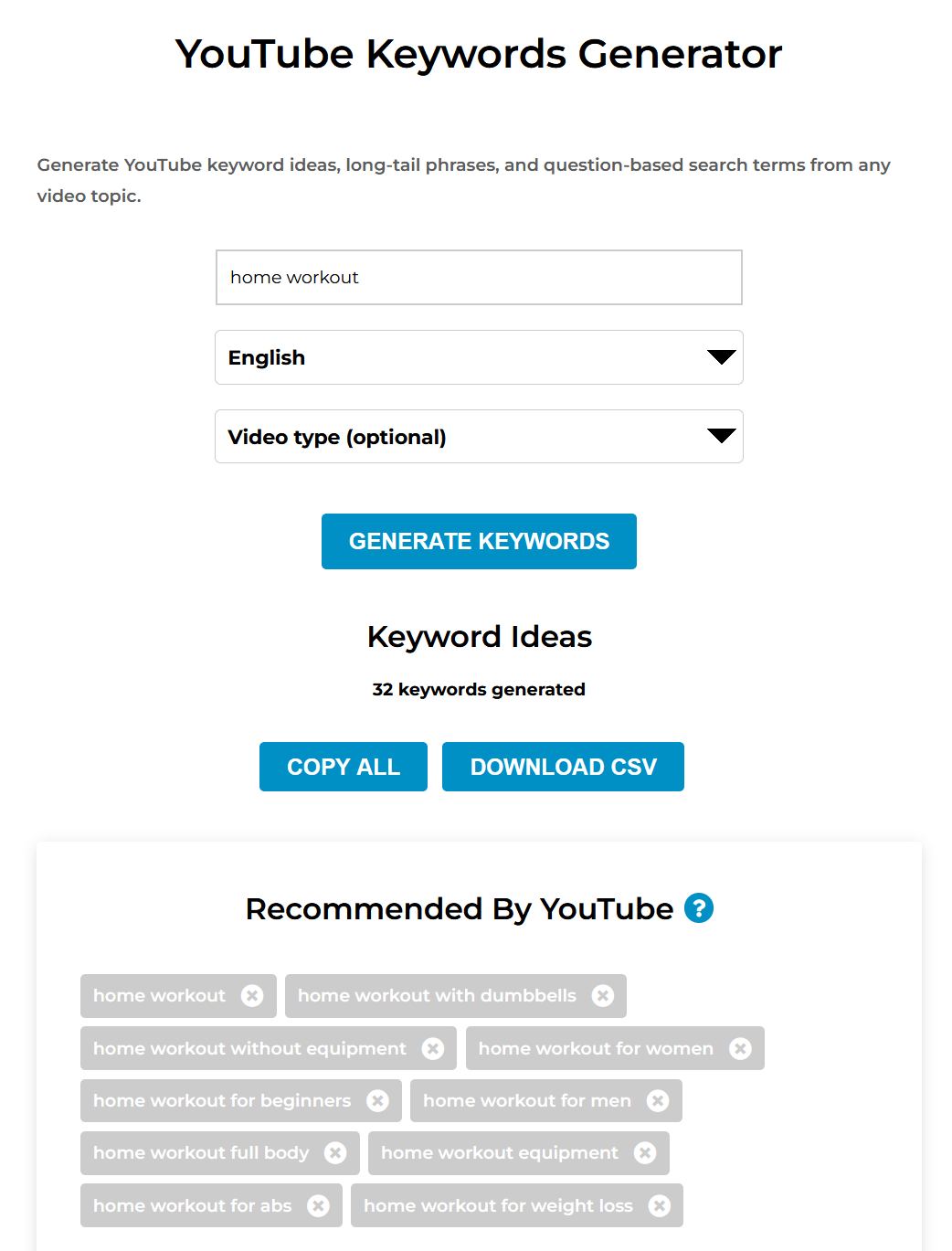 youtube keyword-generator results 1